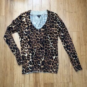 Leopard print v-neck sweater